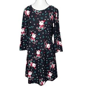 St. John's Bay Small Black Tunic Mini Dress Santa Candy Cane Christmas Party